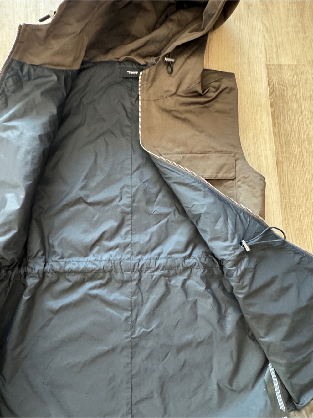 Theory Women’s Hooded Utility Vest - Dark Brown sz S - Picture 5 of 9